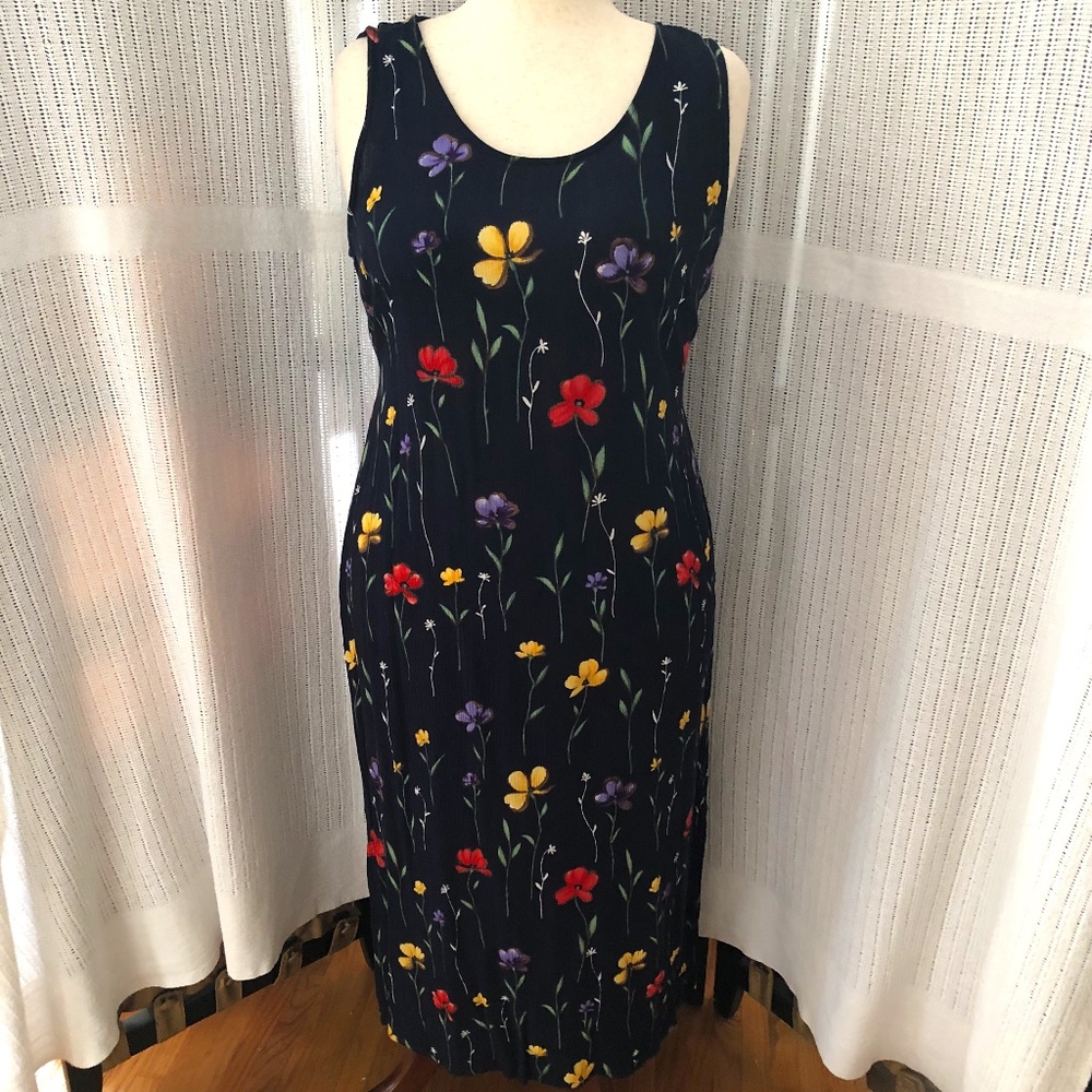 R&K Navy Midi Dress Floral on Stems
